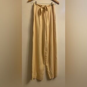 Vintage Trousers Women’s High Waisted Wide Leg Flowy Buttermilk Yellow Small